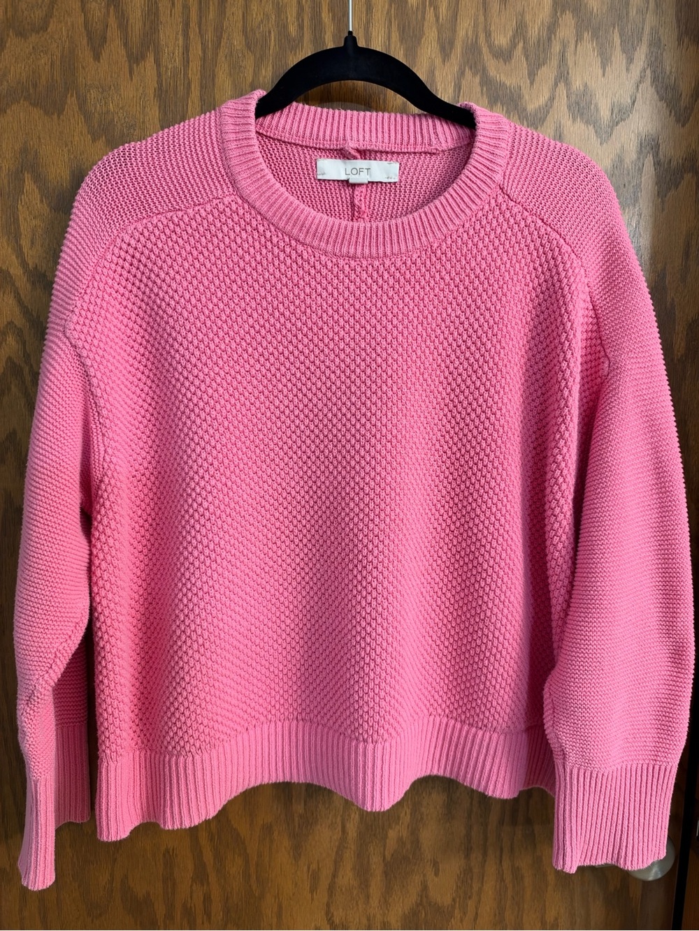 LOFT Bubblegum Pink Textured Knit Sweater Size XL Crewneck